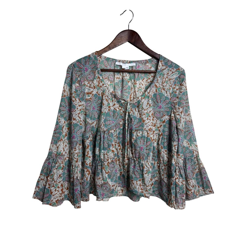 Veronica Beard Azel Paisley Floral Boho Tiered Bell Sleeve Blouse 12